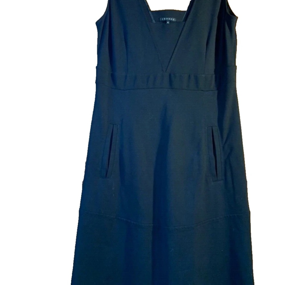 Theory Black V-Neck Midi Dress